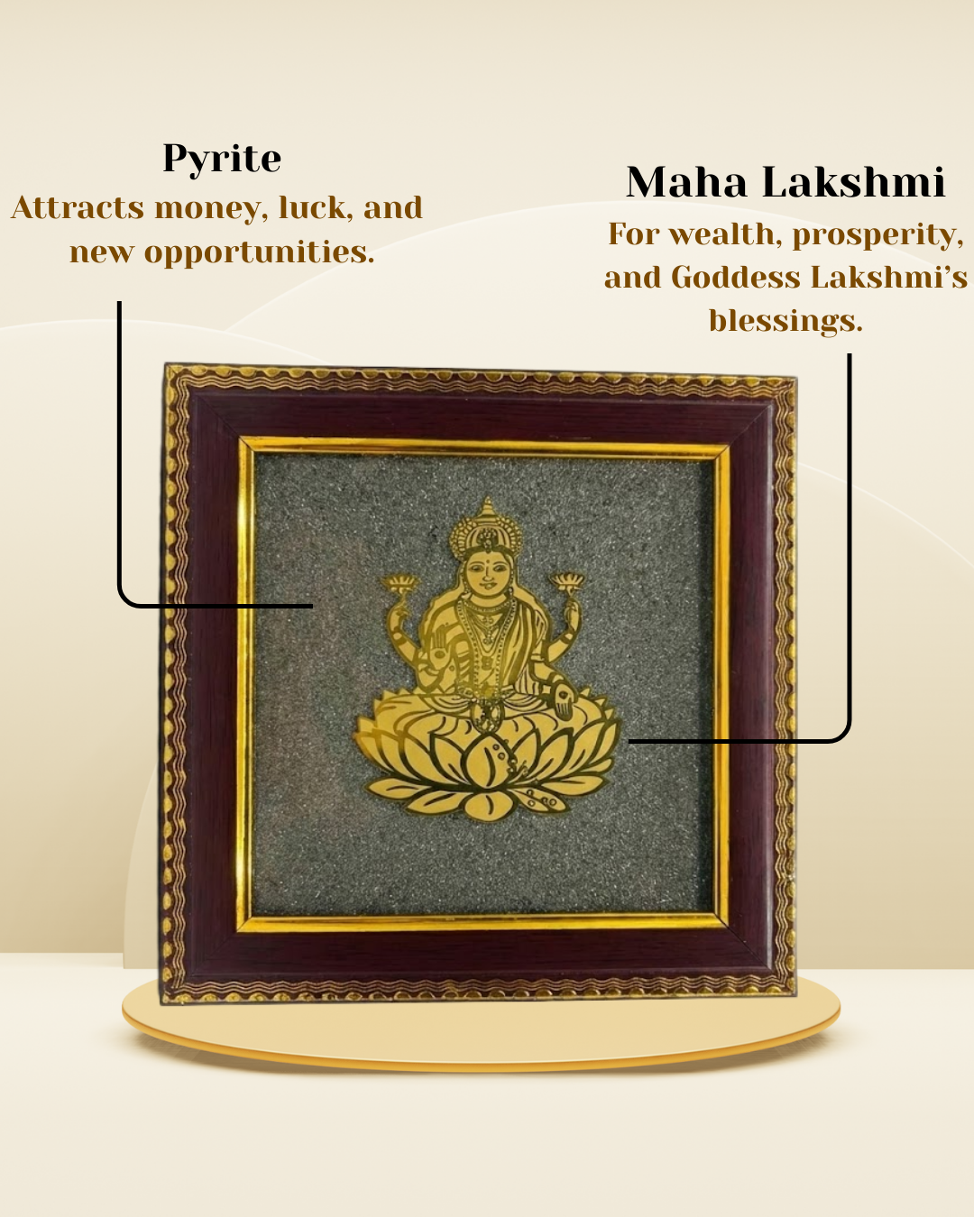 Mahalakshmi Vigraha Raw Pyrite Frame (Wealth, Abundance & Divine Prosperity Decor)