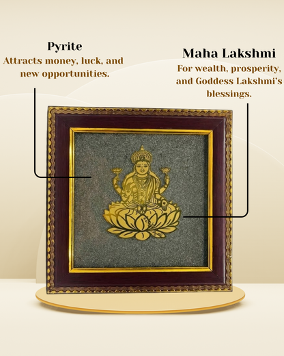 Mahalakshmi Vigraha Raw Pyrite Frame (Wealth, Abundance & Divine Prosperity Decor)