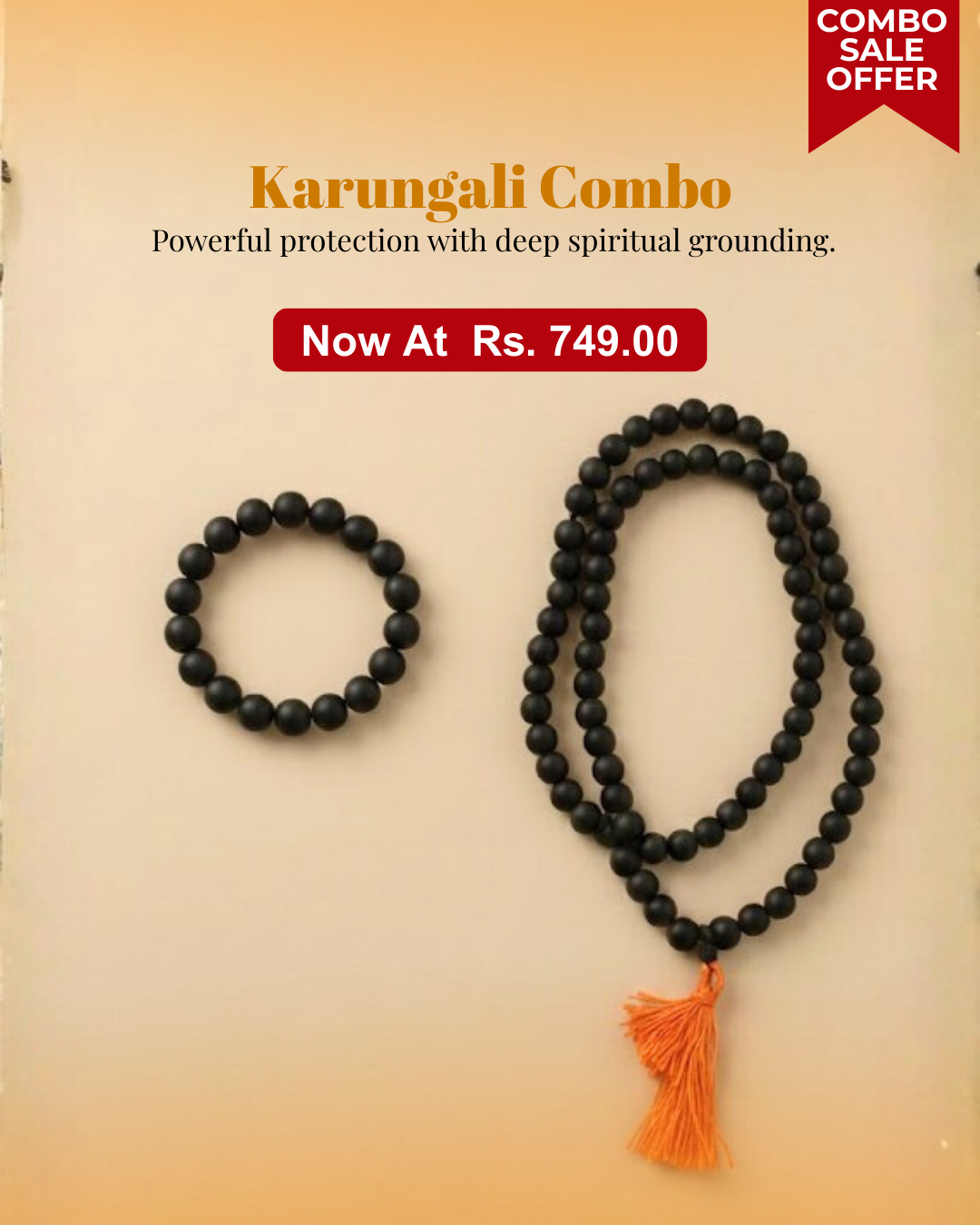 Pure Karungali Energy Combo - (Karungali Mala & Karungali Bracelet0