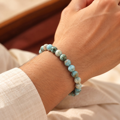 Natural Larimar Gemstone Bracelet – Calmness, Emotional Balance & Inner Peace