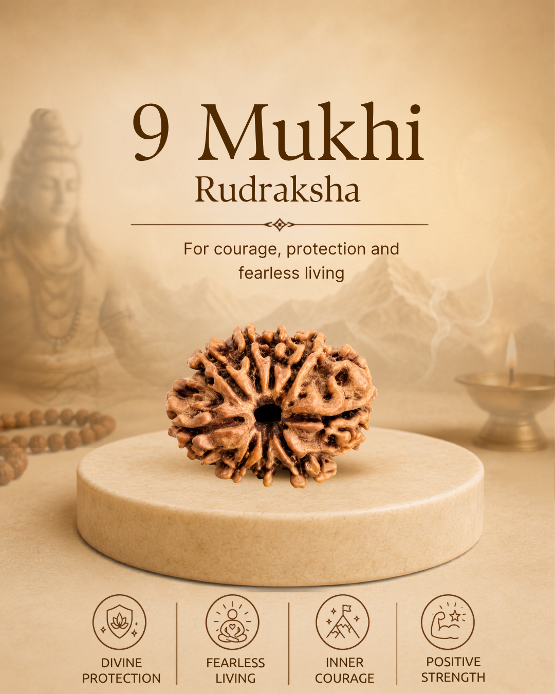 9 Mukhi Rudraksha (Natural | Nepal Origin)