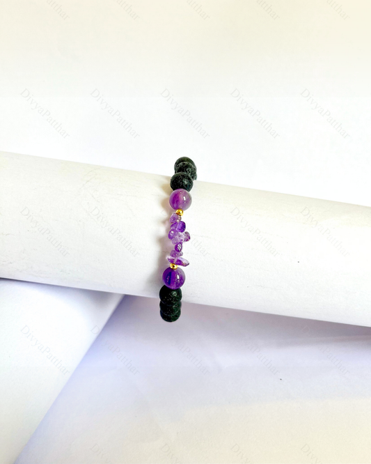 Premium Amethyst Lava Bracelet (Stress Relief, Mental Clarity & Spiritual Balance)