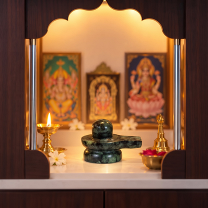 Natural Emerald (Panna) Shivling Idol (265 Carat | LBH: 5 × 3.5 × 3 cm)