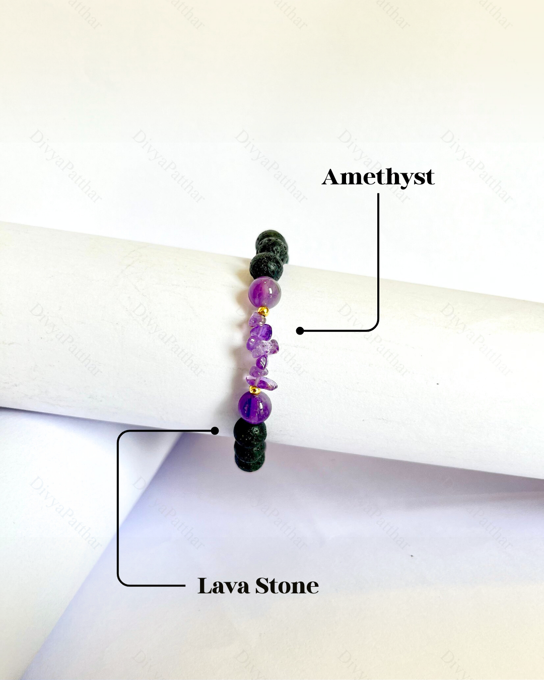 Premium Amethyst Lava Bracelet (Stress Relief, Mental Clarity & Spiritual Balance)