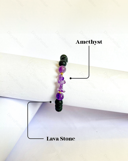 Premium Amethyst Lava Bracelet (Stress Relief, Mental Clarity & Spiritual Balance)