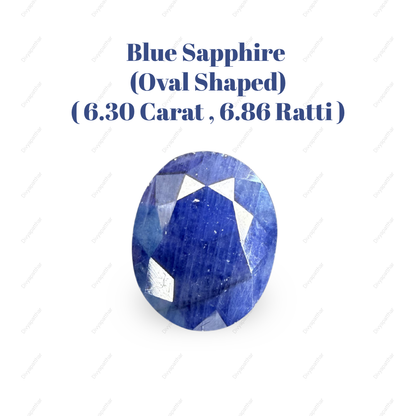Natural Blue Sapphire (Neelam) Gemstone – Oval Shape (6.30 Carat | 6.86 Ratti | 11.9 × 9.5 × 5.4 mm)