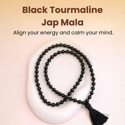 Black Tourmaline Jap Mala – Protection, Grounding & Energy Shield