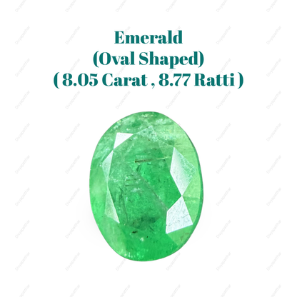 Natural Emerald (Panna) Gemstone – Oval Shape (8.05 Carat | 8.77 Ratti | 13.4 × 11.5 × 7.8 mm)