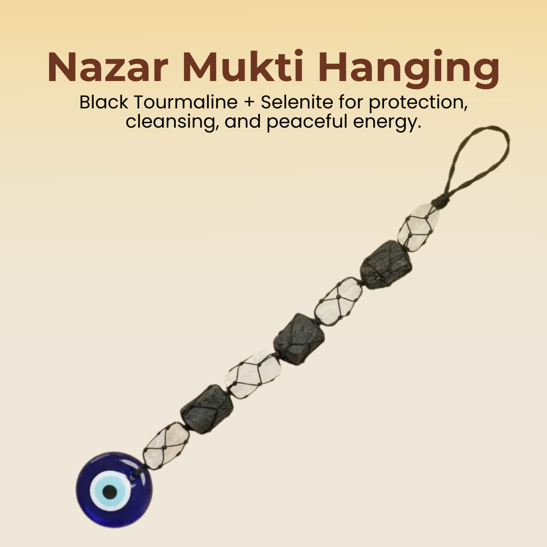 Nazar Mukti Hanging (Black Tourmaline & Selenite with Evil Eye)