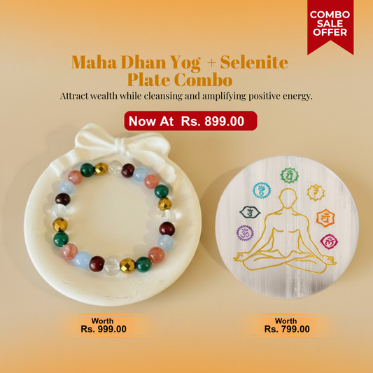 Maha Dhanyog Shuddhi-Samriddhi Combo - (Maha Dhanyog Bracelet & Selenite Plate )