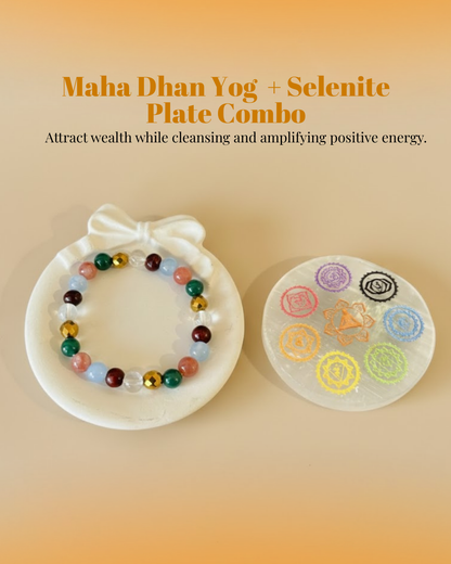 Maha Dhanyog Shuddhi-Samriddhi Combo - (Maha Dhanyog Bracelet & Selenite Plate )