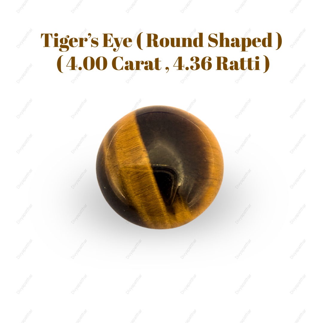 Natural Tiger's Eye Gemstone – Round Shape (4.00 Carat | 4.36 Ratti)