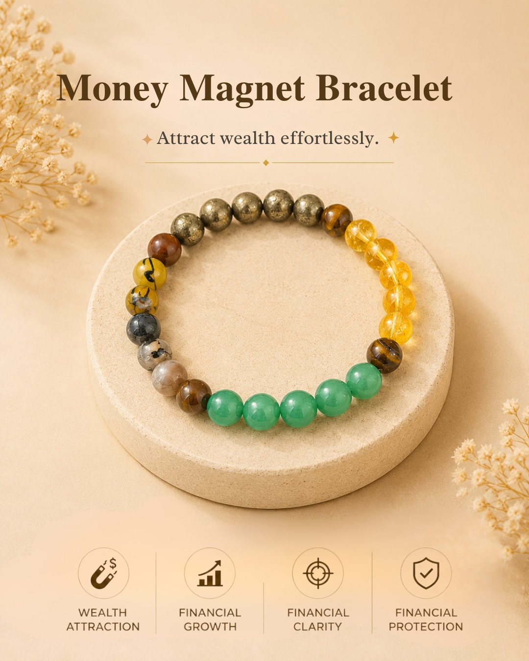 Natural Money Magnet Bracelet (Attract Wealth, Luck & Grounded Growth)