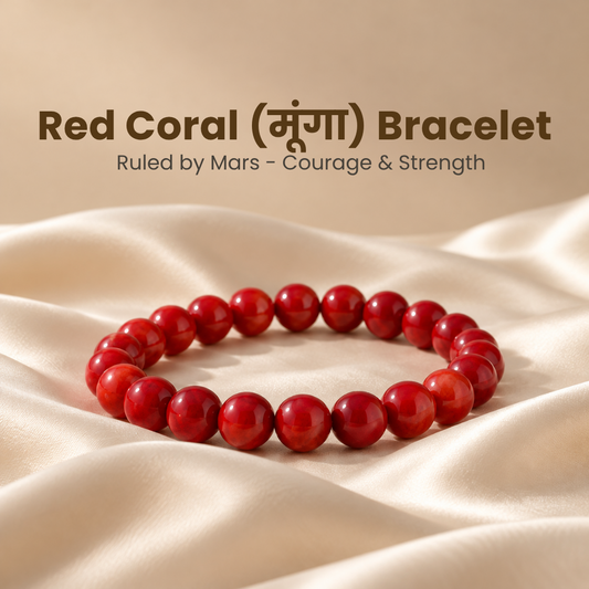 Natural Red Coral (Moonga) Gemstone Bracelet – Confidence, Courage & Mars Energy