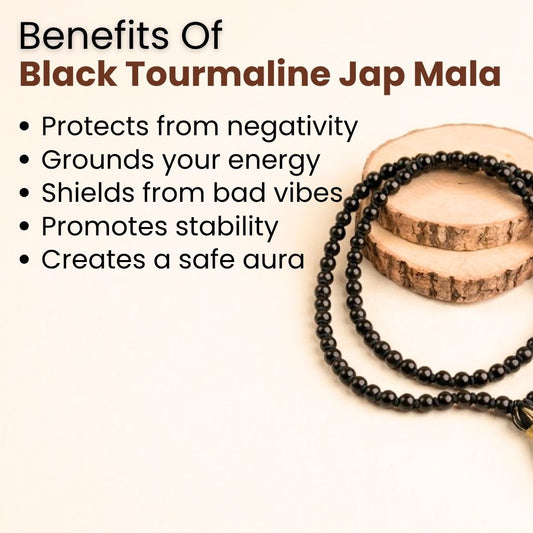 Black Tourmaline Jap Mala – Protection, Grounding & Energy Shield