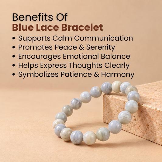 Natural Blue Lace Agate Gemstone  Bracelet – Calmness, Communication & Inner Peace
