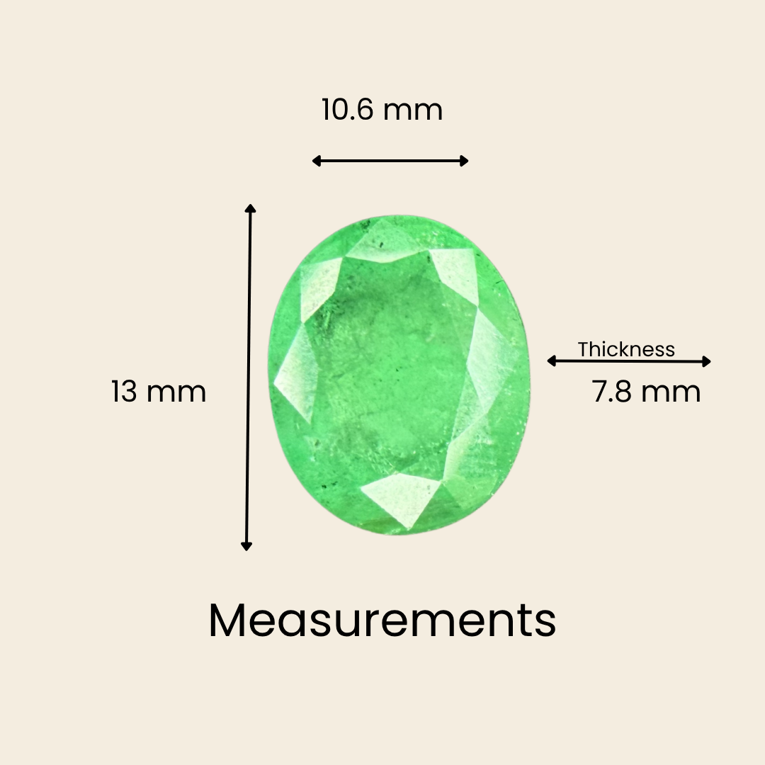 Natural Emerald (Panna) Gemstone – Oval Shape (7.05 Carat | 7.68 Ratti | 13 × 10.6 × 7.8 mm)