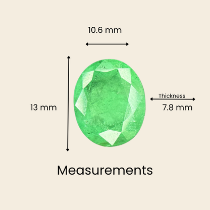 Natural Emerald (Panna) Gemstone – Oval Shape (7.05 Carat | 7.68 Ratti | 13 × 10.6 × 7.8 mm)