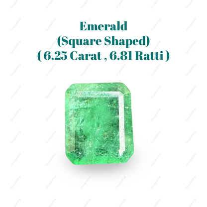 Natural Emerald (Panna) Gemstone – Square Shape (6.25 Carat | 6.81 Ratti | 12.3 × 10.4 × 5.5 mm)