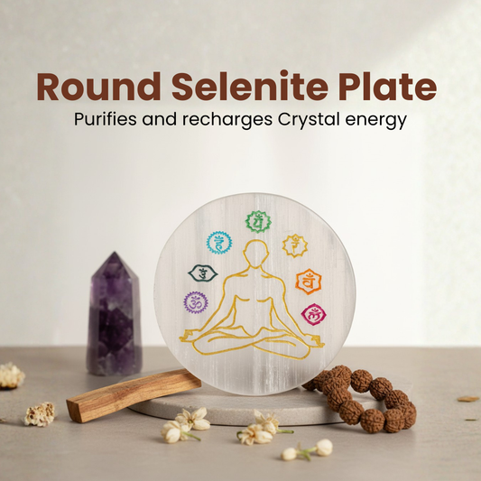 Round Selenite Plate – Cleansing, Healing & Spiritual Harmony