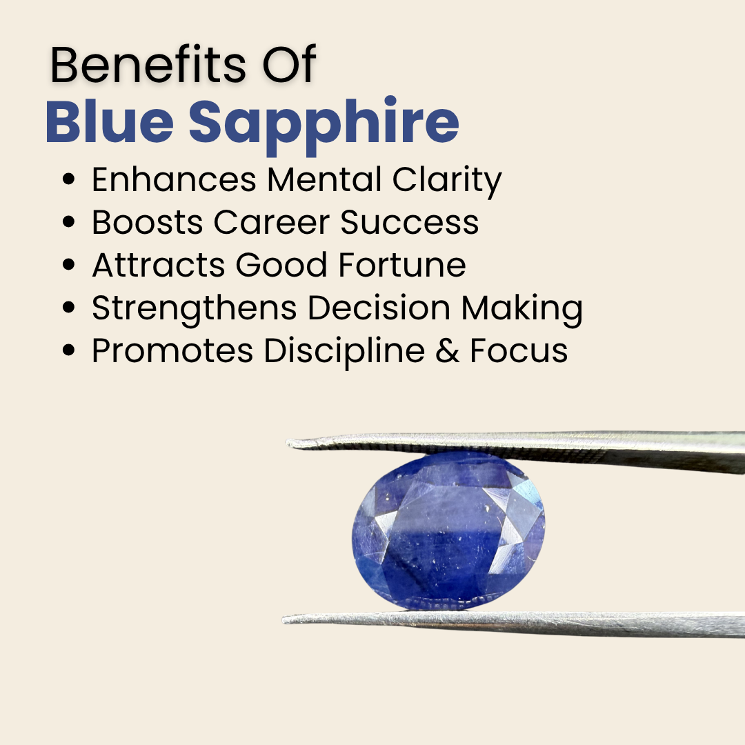 Natural Blue Sapphire (Neelam) Gemstone – Oval Shape (6.30 Carat | 6.86 Ratti | 11.9 × 9.5 × 5.4 mm)