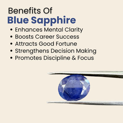 Natural Blue Sapphire (Neelam) Gemstone – Oval Shape (6.30 Carat | 6.86 Ratti | 11.9 × 9.5 × 5.4 mm)
