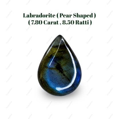 Natural Labradorite Gemstone – Pear Shape (7.80 Carat | 8.50 Ratti)