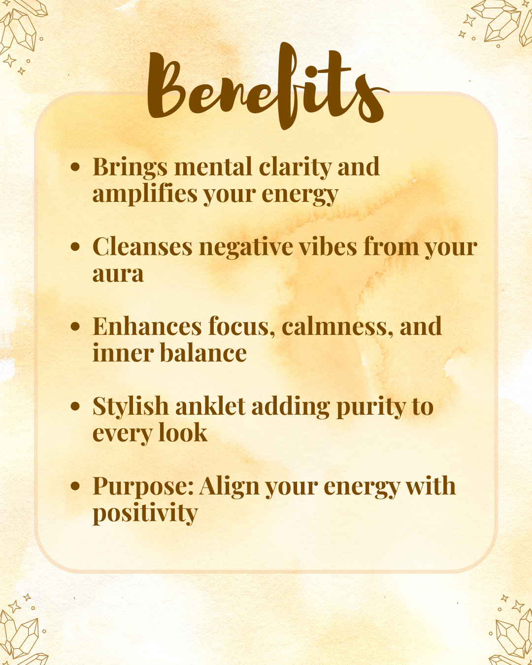 Natural Clear Quartz Anklet (Energy Cleansing, Clarity & Stylish Aura Purification)