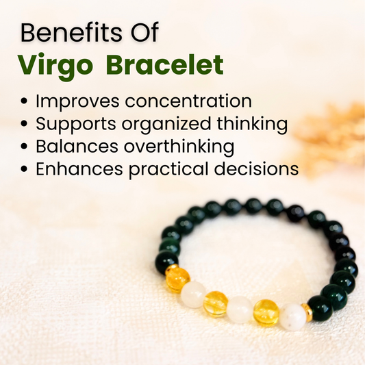 Virgo (कन्या राशि) Zodiac Green Jade, Milky Quartz & Citrine Bracelet