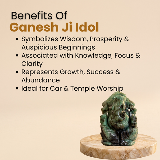 Natural Emerald (Panna) Ganesh Idol (533 Carat | LBH: 6 × 2.5 × 4 cm)