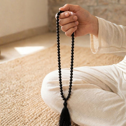 Black Tourmaline Jap Mala – Protection, Grounding & Energy Shield