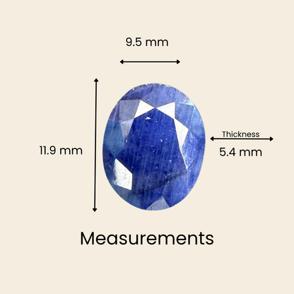 Natural Blue Sapphire (Neelam) Gemstone – Oval Shape (6.30 Carat | 6.86 Ratti | 11.9 × 9.5 × 5.4 mm)