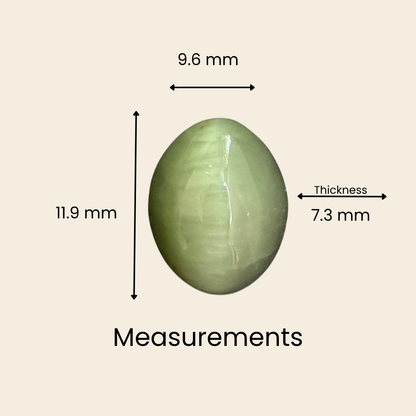 Natural Cat's Eye Gemstone – Oval Shape (5.60 Carat | 6.10 Ratti | L 11.9 × B 9.6 × H 7.3 mm)