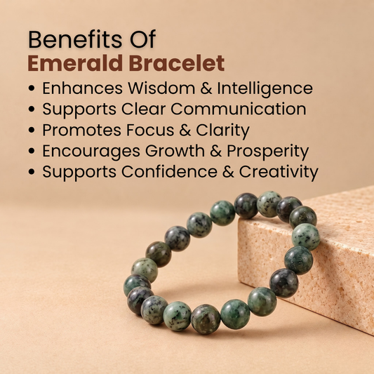 Natural Emerald (Panna) Gemstone Bracelet – Intelligence, Prosperity & Mercury Energy