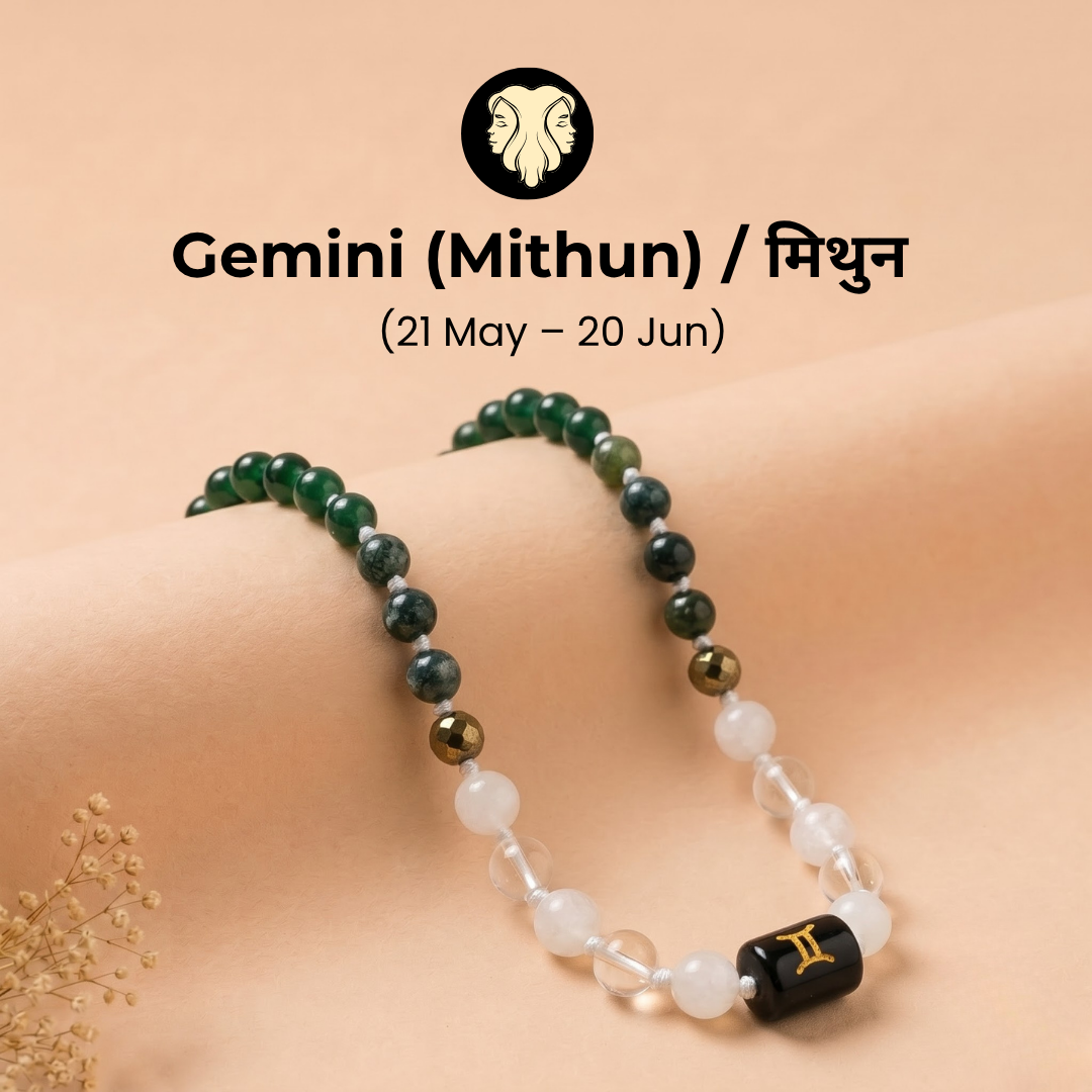 Gemini Zodiac Mala – Growth, Clarity & Emotional Balance