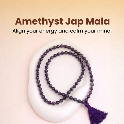 Amethyst Jap Mala – Peace, Intuition & Spiritual Growth