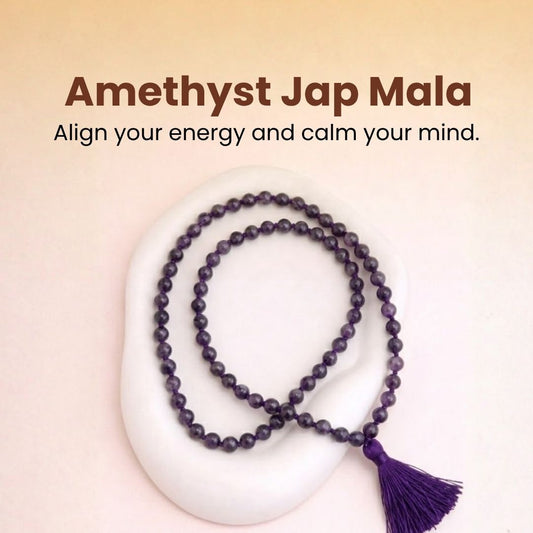 Amethyst Jap Mala – Peace, Intuition & Spiritual Growth