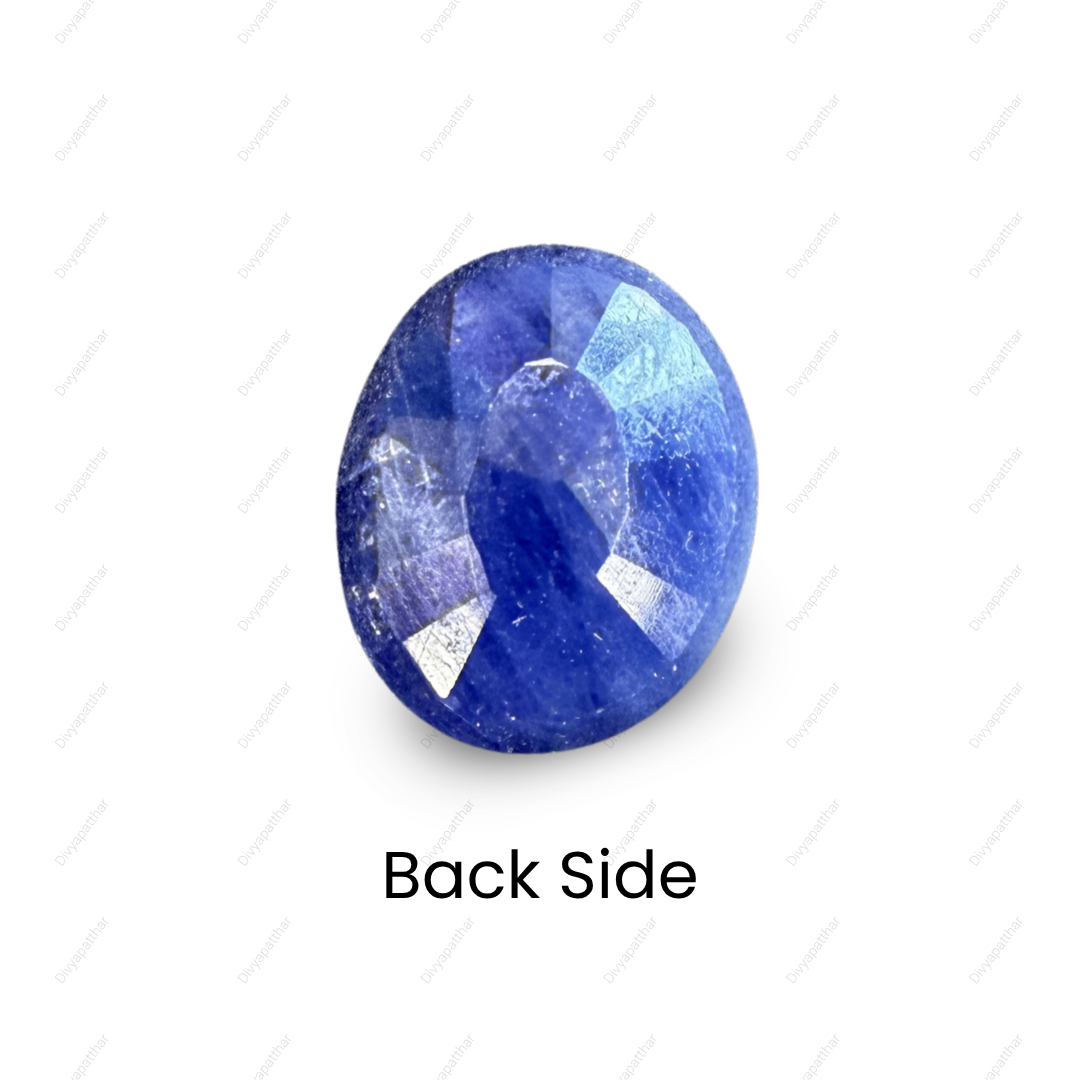 Natural Blue Sapphire (Neelam) Gemstone – Oval Shape (4.35 Carat | 4.74 Ratti | 10.95 × 9.0 × 4.5 mm)