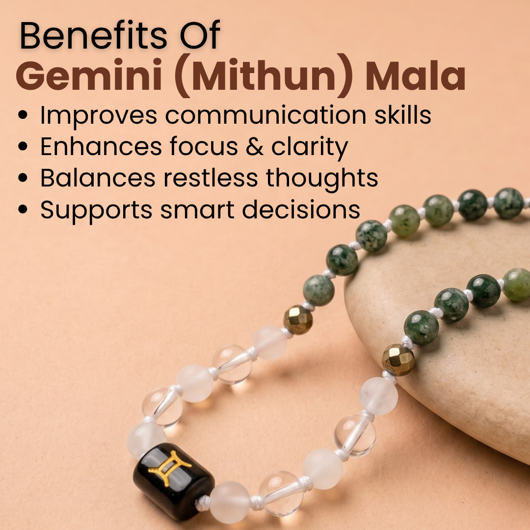 Gemini Zodiac Mala – Growth, Clarity & Emotional Balance