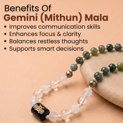 Gemini Zodiac Mala – Growth, Clarity & Emotional Balance