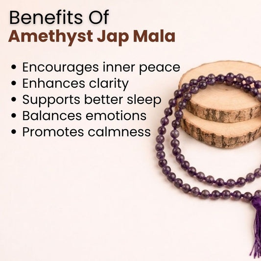 Amethyst Jap Mala – Peace, Intuition & Spiritual Growth