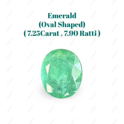 Natural Emerald (Panna) Gemstone – Oval Shape (7.25 Carat | 7.90 Ratti | 13.1 × 11.2 × 7.5 mm)