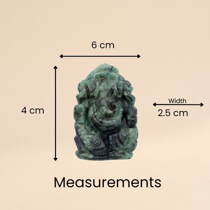 Natural Emerald (Panna) Ganesh Idol (533 Carat | LBH: 6 × 2.5 × 4 cm)