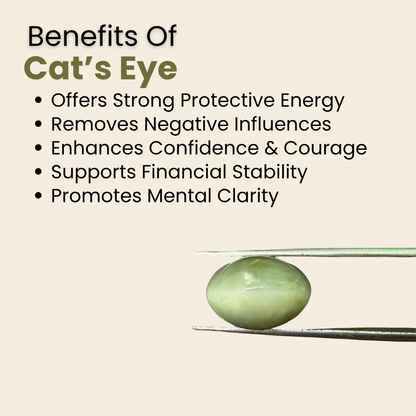 Natural Cat's Eye Gemstone – Oval Shape (5.80 Carat | 6.32 Ratti | L 13 × B 9.2 × H 7.1 mm)