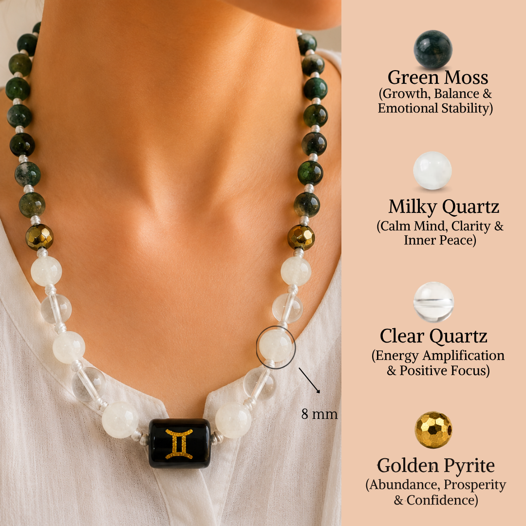 Gemini Zodiac Mala – Growth, Clarity & Emotional Balance