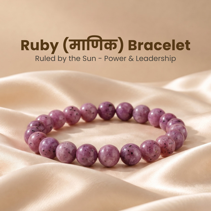 Natural Ruby (Manik) Gemstone Bracelet – Confidence, Leadership & Sun Energy