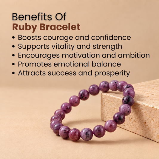 Natural Ruby (Manik) Gemstone Bracelet – Confidence, Leadership & Sun Energy