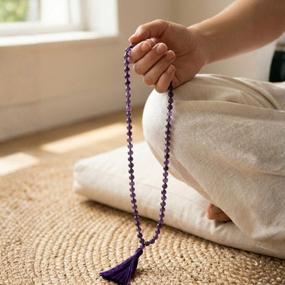 Amethyst Jap Mala – Peace, Intuition & Spiritual Growth