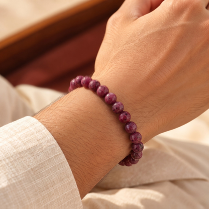 Natural Ruby (Manik) Gemstone Bracelet – Confidence, Leadership & Sun Energy