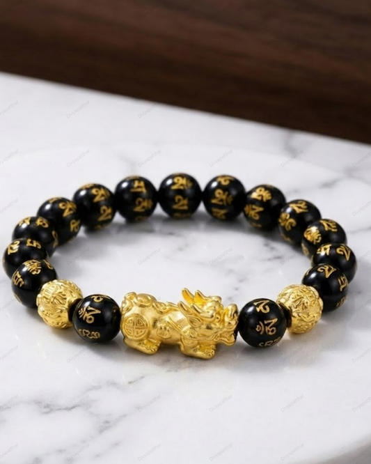 Pixiu Black Obsidian Bracelet – Wealth, Clarity & Protection (10mm Bead)